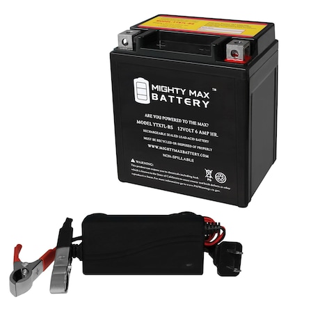 MIGHTY MAX BATTERY YTX7L-BS 12V 6Ah Replaces Bimota Motorcycle Scooter With 12V 1Amp Chargr MAX3860552